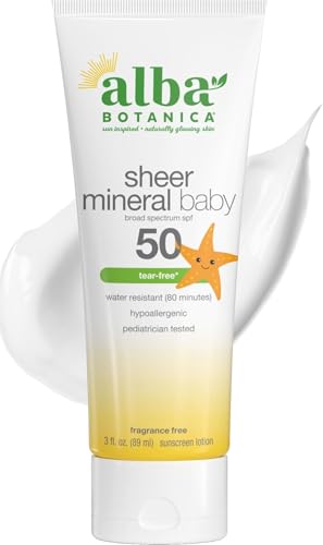 Alba Botanica Baby Sunscreen SPF 50 - Mineral Lotion, 3 Fl Oz