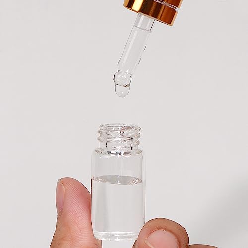 3ml Clear Glass Dropper Bottles - 50 Pack with Gold Caps