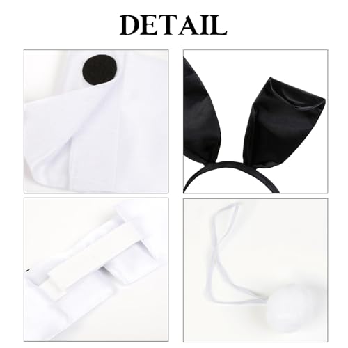 Black Bunny Costume Set for Women - Ears, Tail & Bowtie - Huachi