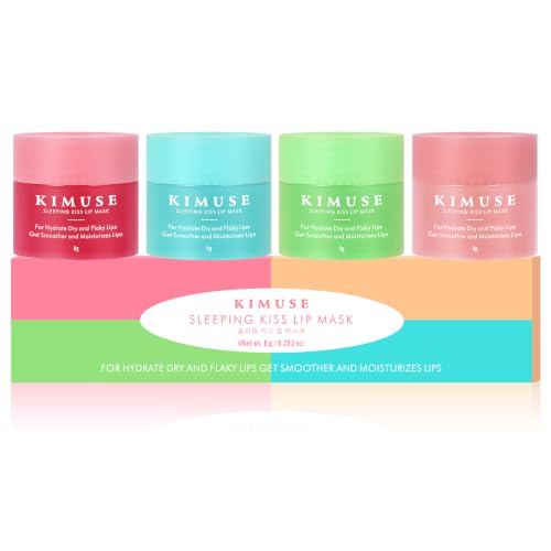 KIMUSE Overnight Lip Mask 4-Pack, Shea Butter Hydrating Lip Treatment