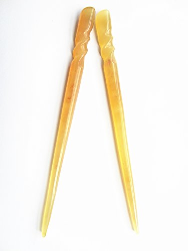 Myhsmooth Handmade Organic Sheep Horn Hair Sticks 7-inch Set, Natural Hair Accessories
