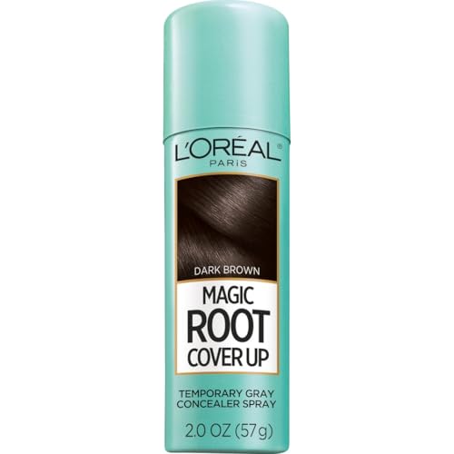L'Oreal Paris Magic Root Cover Up Gray Hair Spray, 100% Gray Hair Coverage with Buildable, Lightweight, Transfer-Resistant, and Temporary Formula, Ammonia-Free, Dark Brown, 2 oz (1 Count)