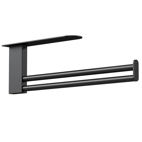 Adhesive Under Cabinet Paper Towel Holder - Matte Black Stainless Steel