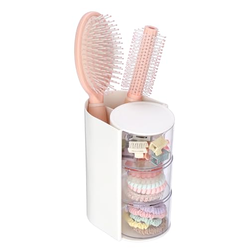 GUSHBIN 3-Tier Rotating Hair Accessories Organizer & Makeup Brush Holder