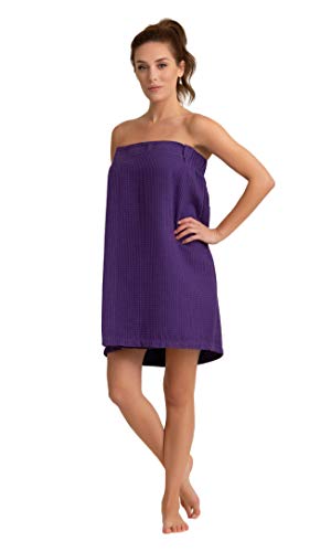 Soft Touch Linen Women's Waffle Spa Bath Wrap - Adjustable & Absorbent