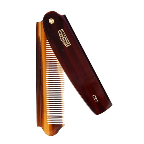 Uppercut Deluxe CT7 Tortoise Shell Folding Pocket Hair Comb for Men – Travel Size Styling Tool