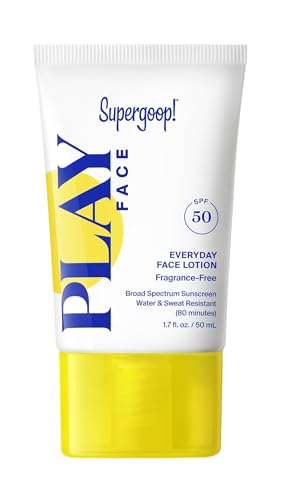 Supergoop! PLAY Everyday Face Lotion SPF 50 - Lightweight, Fragrance-Free, Water-Resistant Sunscreen