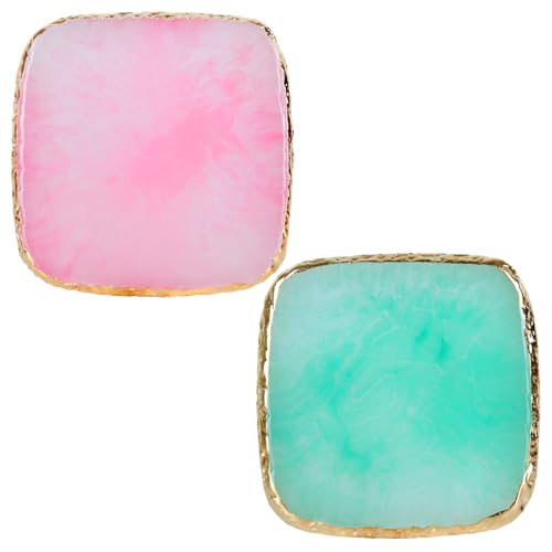 MixPeak 2-Piece Resin Nail Art Palette Set - Travel Size with Gold Edge