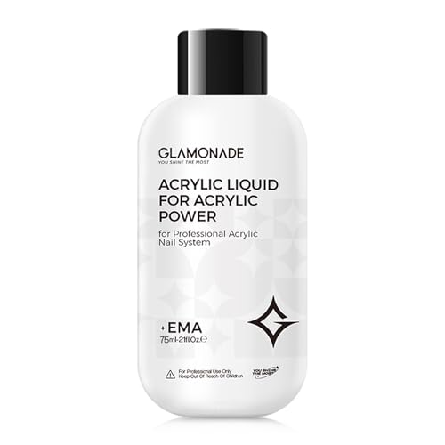 Glamonade Professional Acrylic Nail Liquid - 2.5oz Non-Yellowing EMA for DIY & Salon