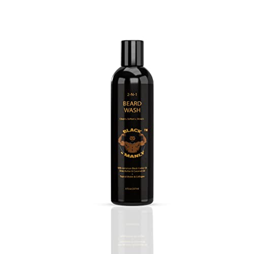 Black N Manly 2-in-1 Beard Wash & Conditioner with Biotin & Collagen, 8 oz