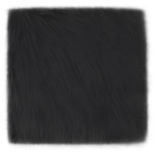 Square Black Furry Locker Rug with Anti-Slip Backing for Girls