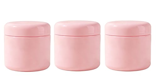 Pink Refillable Plastic Makeup Jars - 5oz Set of 3 for Cosmetics & Skincare