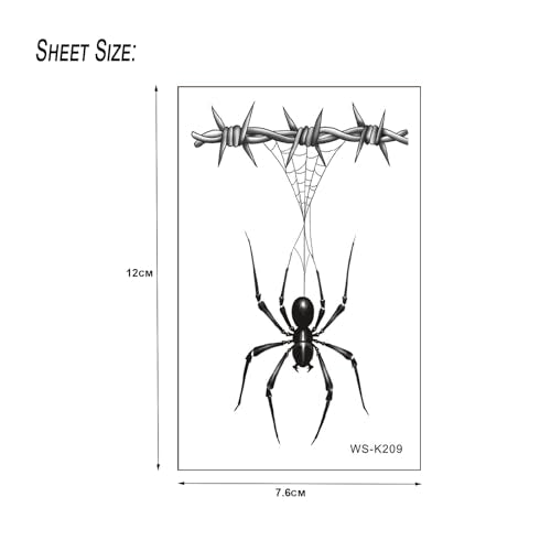 TopFunny Halloween Spider Temporary Tattoos 20 Sheets Kids & Adults Safe & Waterproof
