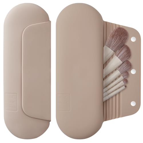 AGIKET Soft Silicone Makeup Brush Holder - Travel Cosmetic Bag with Magnetic Closure