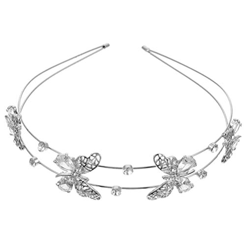 Beaupretty Silver Wedding Headband with Rhinestone Butterfly for Brides & Girls