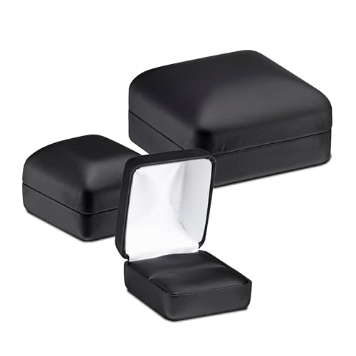 Elegant Black PU Leather Pendant Necklace Box with Satin Lining