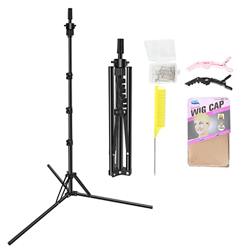 Adjustable Foldable Wig Stand Tripod for Hairdressing Training