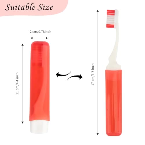 iRFKCIOW 5 Pack Mini Folding Travel Toothbrush Set with Cases - Soft Bristles, Portable & Individually Wrapped, Red, Purple, Green, Orange, Pink