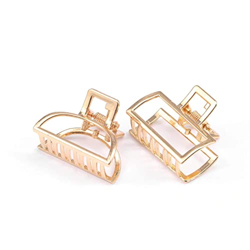 Gold Non-Slip Claw Hair Clips for Women & Girls - Mini Hair Accessories (2 Pack)