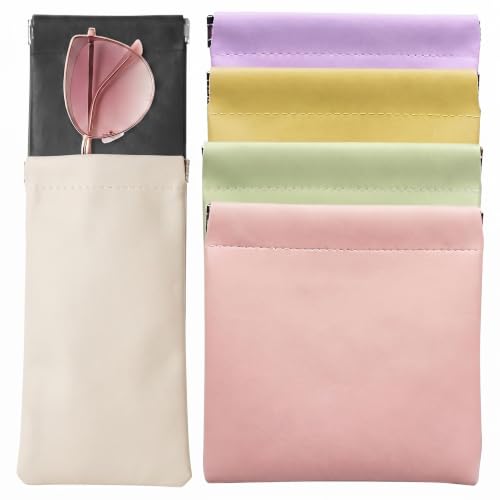 6 Pack Small Purse & Sunglasses Pouches Set - 4.7x4.7 & 3.5x7.1 Inches, Multicolor