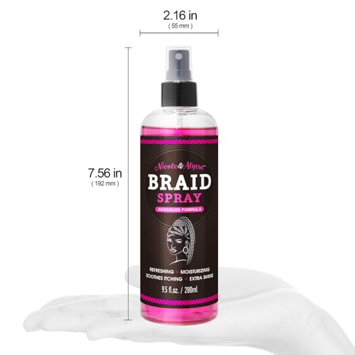 Nicole & Alyssa Braid Spray 9.5oz Pack of 2 - Moisturizing, Detangling & Shine for Braids, Twists, Locs, Cornrows & Crochet Styles
