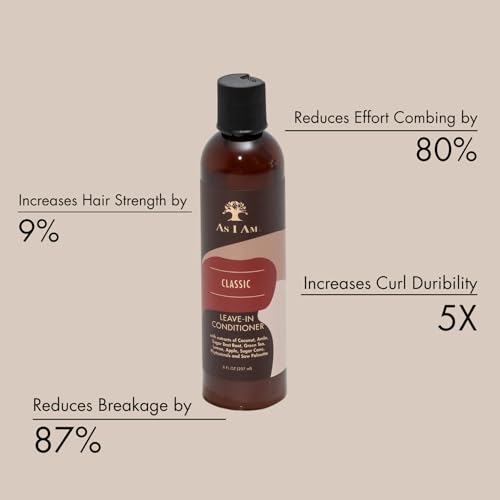 As I Am Detangling Leave-in Conditioner, 8 Ounce - Moisturizes & Strengthens Hair