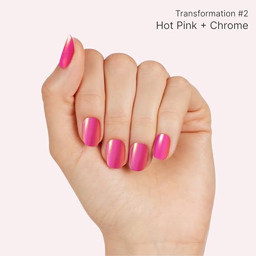 Dashing Diva Chromagic Gel Nail Strips Pink Orbit - Easy UV-Free, Chip Resistant, Long-Lasting Chrome Manicure