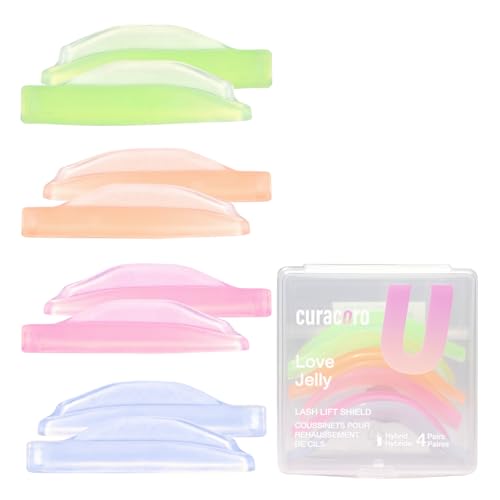 CURACORO Lash Lift Shields, 8-Piece Reusable Silicone Rods Set (4 Sizes)