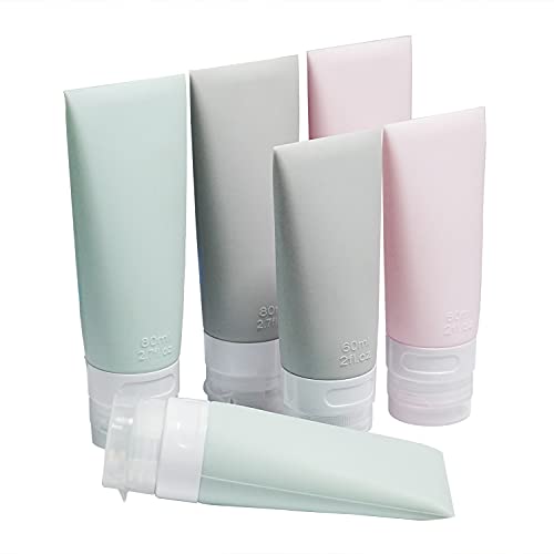 Portable Travel Bottles Set - 6 Pack Silicone Leakproof Containers 80ml/60ml