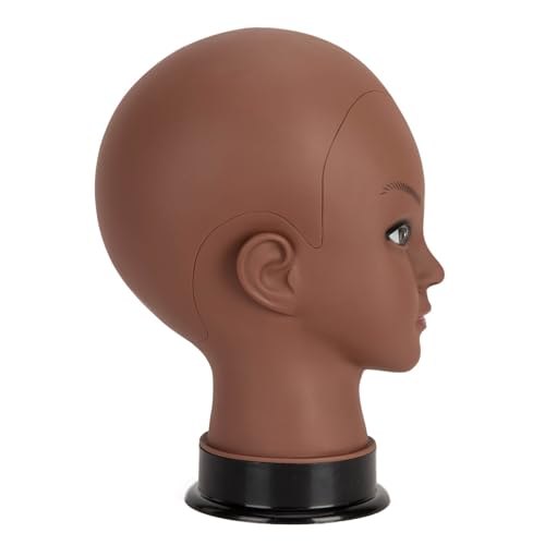 Brown Mannequin Head for Wig Styling & Display - Cosmetology Training Mannequin (Brown-02)