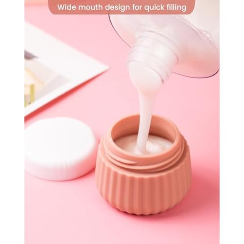 Mrsdry Travel Containers for Toiletries 4 Pack, TSA Approved Travel Size Toiletries, Portable Size Containers, With Clear Bag Leak Proof Silicone Jars, Essentials Creams Jars Carrying Small Items