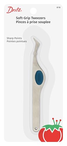 Dritz 4-Inch Soft Grip Tweezers with Sharp Angled Tips