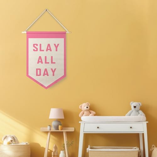 Funny Slay All Day Canvas Pennant Banner for Room Decor