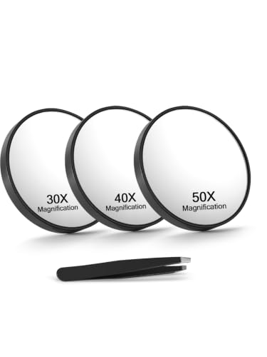 Macaki 3-Piece Magnifying Mirror Set with Suction Cups - 30X, 40X, 50X