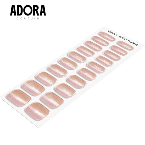 Soft Shimmer Semi-Cured Gel Nail Strips Kit - 20 Pieces with Prep Pads & File