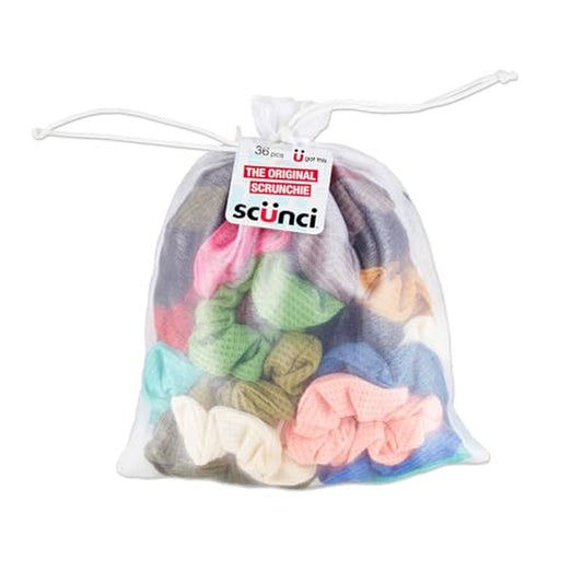Sc?nci The Original Waffle Knit No-Damage Scrunchies | Soft, no-snag waffle knit elastic bands for comfortable daily wear, Assorted Colors, 36-Count, Model 7025701Z02412