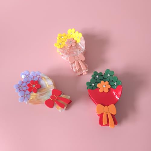 Flower Bouquet Acetate Hair Claw Clip - Green Non-Slip Hair Accessory