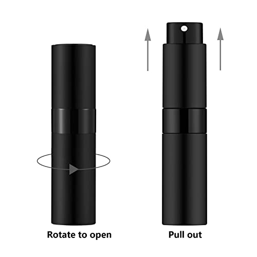 Lil Ray Black & Silver 8ml Portable Refillable Perfume Atomizer Spray Bottle (4 Pack)
