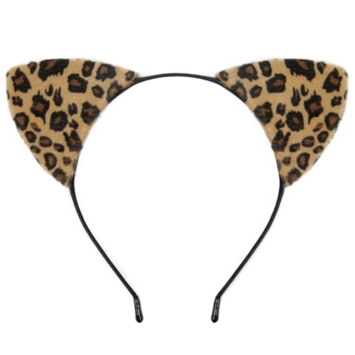 Huachi Leopard Print Cat Ear Headband for Women - Halloween Costume Accessory, Pack of 1