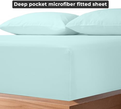 Aqua Twin Fitted Sheet - Ultra Soft Microfiber, Deep Pocket
