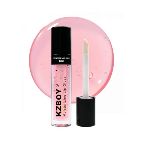 KZBOY Watermelon Scented Lip Gloss 8ml Moisturizing Lip Oil for Dry Lips, High Shine & Smooth Finish, Clear Pink Shade