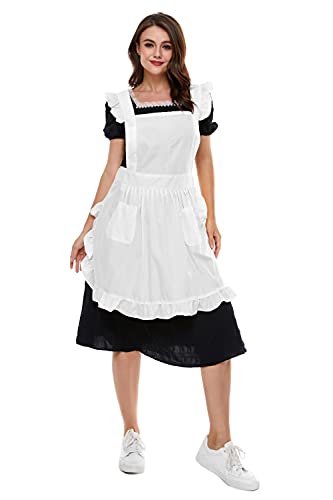 Retro Adjustable Ruffle Apron with Pockets for All Sizes