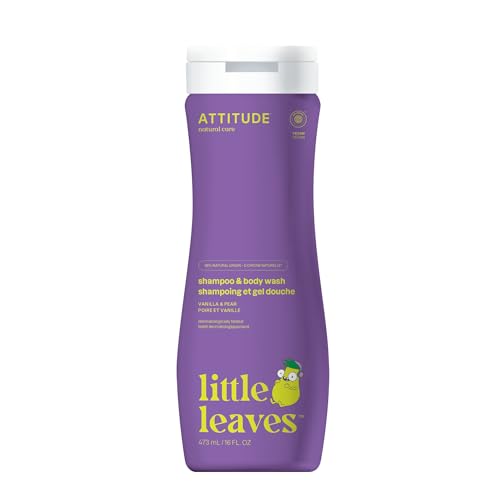 ATTITUDE Kids Shampoo & Body Wash - Vegan, EWG Verified, Pear & Vanilla, 16 Fl Oz