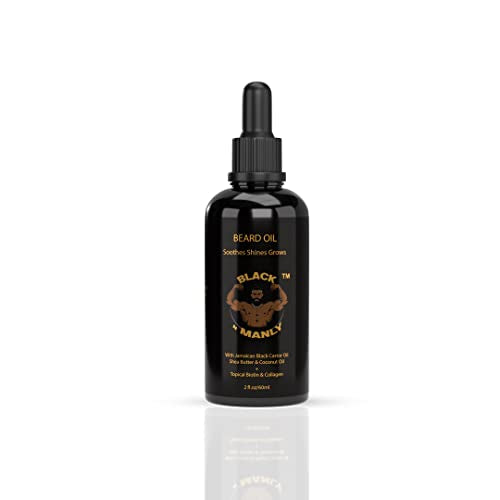 Black N Manly Beard Oil - Cologne Scented, 2 oz All Natural with Biotin & Collagen
