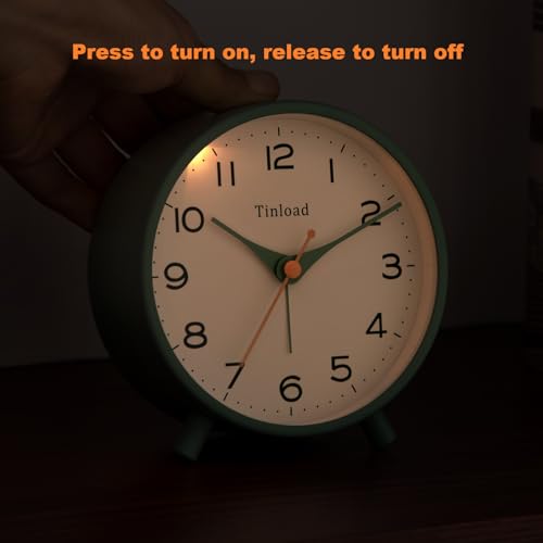 Tinload 4.5" Vintage Retro Silent Alarm Clock - Green