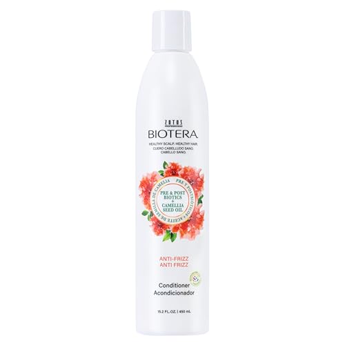 Biotera Anti-Frizz Smoothing Conditioner 15.2 Fl Oz - Vegan, Color-Safe, Controls Frizz with Coconut & Camellia Oil