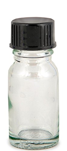 24 Clear 10 ml Glass Bottles with Black Lids - Perfect for Travel