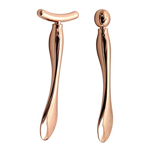 Metal Eye Cream Applicator & Face Roller Massager Set - Gold