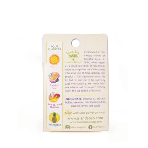 Island Soap & Candle Works Tropical Lip Balm Stick Sample Pack – 4 Assorted Flavors, Handcrafted in Hawaii
