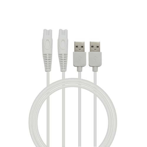 Krovena Women Electric Razor Charger Replacement Cable 2 Pack USB Power Cord